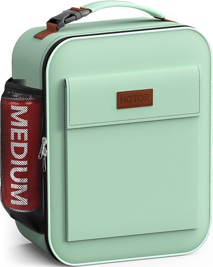 HOTOR Lunch Bag for Men & Women - Large Capacity Insulated Lunch Bag with Mutiple Pockets, Wear-Resistant Cooler Lunch Box for Office, Picnic, Green, 7L, 9.06" x 4.33" x 10.63"