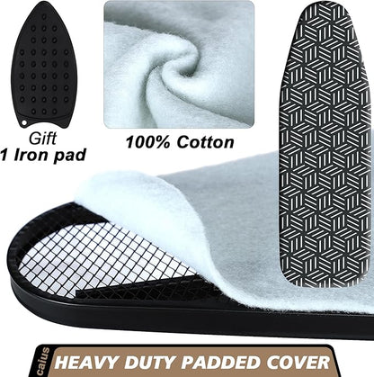 caius Ironing Board, Compact and Space Saver Full Size Ironing Board, Extra Wide Ironing Area with Extra Thick Heavy Duty Padded Cover, Stable Structure, Easy to Fold