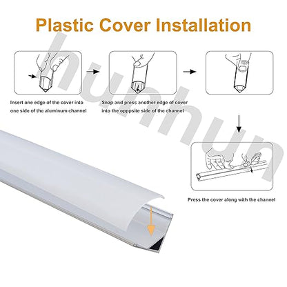 hunhun 20-Pack 3.3ft/1Meter V Shape LED Aluminum Channel System with Milky Cover, End Caps and Mounting Clips, Aluminum Profile for LED Strip Light Installations, Very Easy Installation