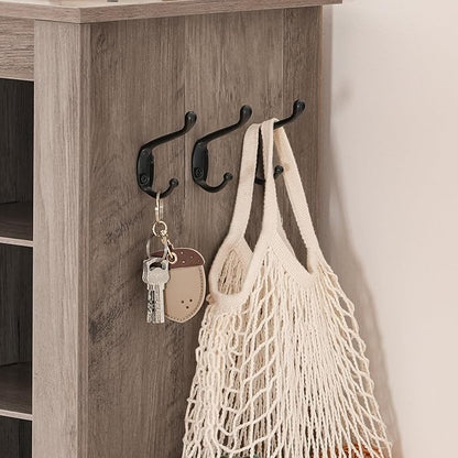 HOOBRO Tall Shoe Cabinet Set of 2, 9 Tier Shoe Storage Cabinet, Freestanding Wooden Shoe Organizer with 24 Cubbies and 3 Hooks, for Entryway, Closet, Living Room, Greige BG24SCP201