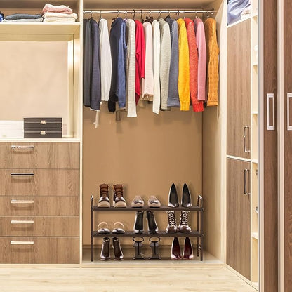 Simple Houseware 2-Tier Shoe Rack Storage Organizer, Bronze