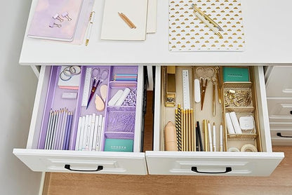 Annova Desk Top Organizer/Storage Tray - Metal Mesh with Dividers for Pens, Desktop Accessories, Bathroom, Kitchen, Makeup and Office Supplies (Large, Light Purple)