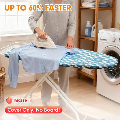 Ironing Board Cover and Pad, 15x54 Standard Size Thick Iron Padding, Scorch & Stain Resistant Ironing board cover, Heavy Duty Iron Board Padded with Adjustable Fasteners Elastic Edge, Aqua Blue