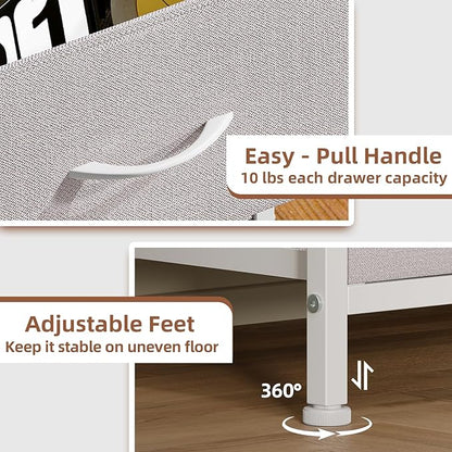 Somdot Nightstand, Small Dresser for Bedroom with 2 Drawers, Bedside Table Night Stand End Table with Fabric Bins for Bedroom Kids Closet Dorm Guest Room, Ash Grey