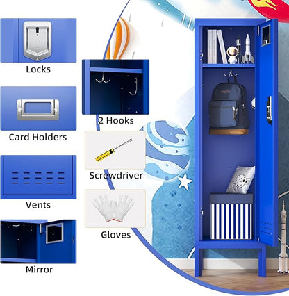 Metal Cabinet Home Office Storage,Lockers,Lockable Employees Metal Locker with Door,54" Height Steel Locker,Lockable Steel Locker for Gym,School,Home,Office,Garage,Assembly Required