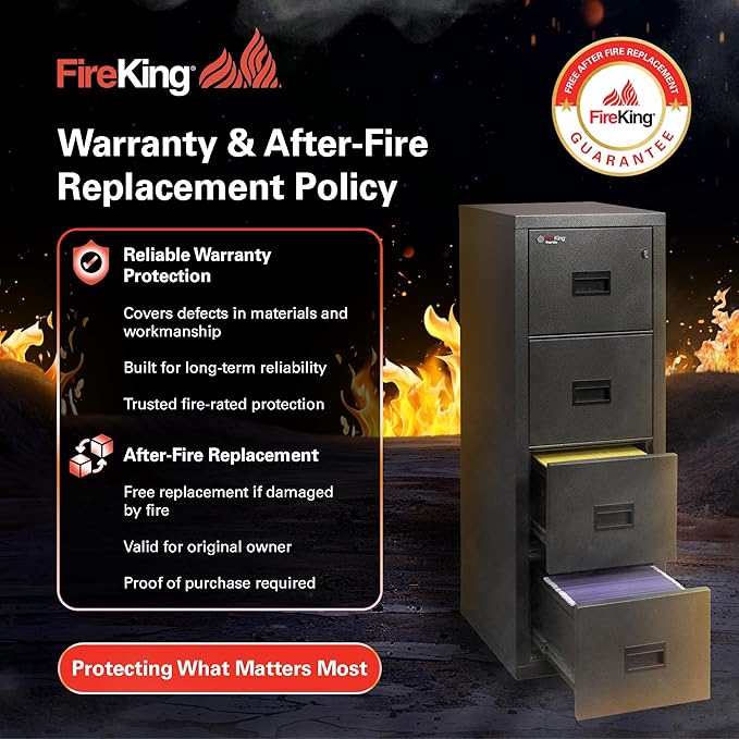 FireKing Turtle Vertical 2 Drawer Legal and Letter Fire Safe File Cabinet with Key Lock, 1 Hour Fire Rated, UL Rated & Water Resistant Home Safe, Filing Cabinet, Made in The USA, Arctic White
