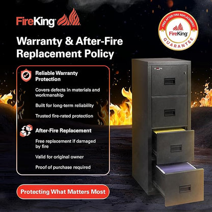 FireKing Turtle Vertical 2 Drawer Legal and Letter Fire Safe File Cabinet with Key Lock, 1 Hour Fire Rated, UL Rated & Water Resistant Home Safe, Filing Cabinet, Made in The USA, Black