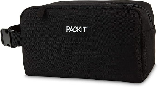 PackIt Freezable Snack Box, Black, Built with EcoFreeze Technology, Collapsible, Reusable, Zip Closure with Buckle Handle, Perfect All Ages and Fresh Snacks on the go