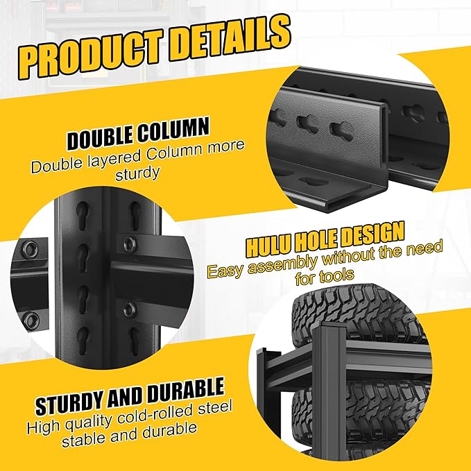 Garage Rack Units, Heavy-Duty Adjustable Storage Racks, Metal Shelves, Industrial Racks, Suitable for Heavy Tools and Equipment, Ideal for Garages and Basements（5-Tier 63" Hx19.7 Wx13.8 D