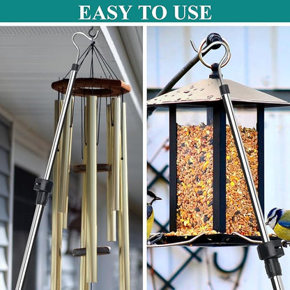 Clothes Hanger Reaching Hook Telescopic Adjustment clothes hook pole Light and can Extend from 37" to 65" with 4.7 "Hook and Sponge Handle.
