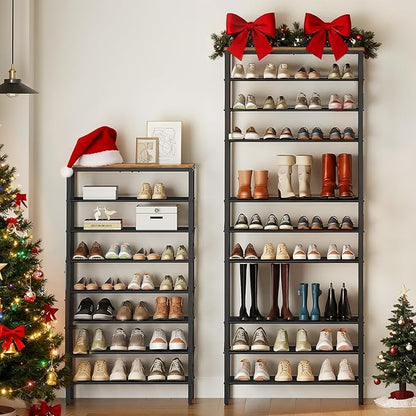 12 Tier Shoe Rack, Large Capacity Shoe Storage Organizer Holds 48 Pairs, Sturdy and Stable, for Entryway, Hallway, Closet, Dorm Room, Rustic Brown SS12BR