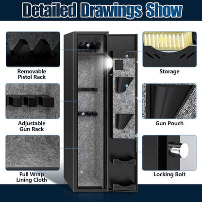 KAER 4-5 Gun Safe for Rifles and Pistols Fingerprint Biometric Long Gun Cabinets Shotgun Rifle Safe with Digital Keypad Removable Racks Adjustable Shelf for Home Office Store (No Assembly)