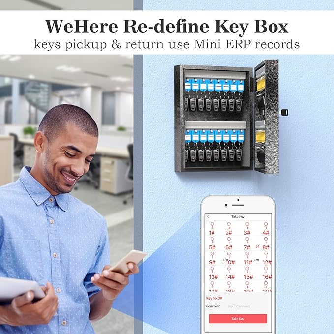 32 Key Lock Box, Key Cabinet Organizer, Key Safe Security Storage Lockbox Holder for Valets, Hotels, Car and House Keys, Key Keeper Box – Black