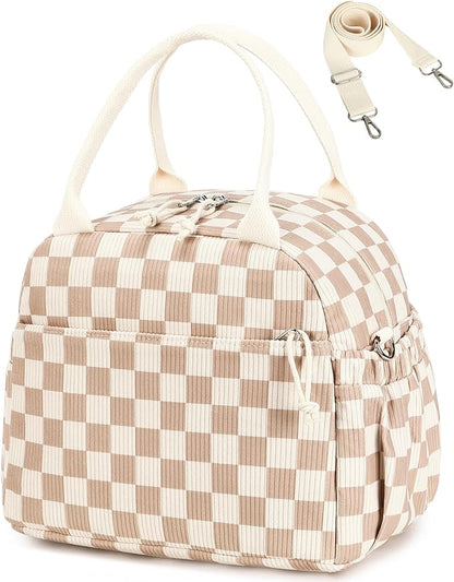 Bluboon Lunch Bag for Women Cute Corduroy Lunch Tote Bags with Shoulder Strap Reusable Insulated Lunch Box Large Capacity Reusable Insulated Cooler for Work Picnic or Travel (13L)