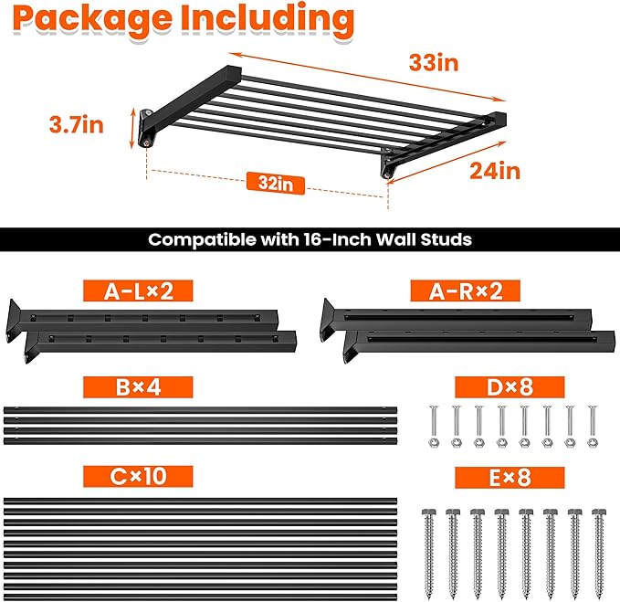 Ultrawall Garage Wall Shelves 33in x 24in, Heavy Duty Wall Mounted Storage Shelves for Storage Bins, Holds Up to 350Lbs, 2 Pack, Black