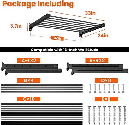 Ultrawall Garage Wall Shelves 33in x 24in, Heavy Duty Wall Mounted Storage Shelves for Storage Bins, Holds Up to 350Lbs, 2 Pack, Black
