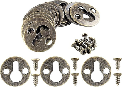 Piutouyar 48Pcs Round Keyhole Hangers, Picture Frame Shelf Keyhole Bracket Metal Keyhole Hanger Fasteners with Screws (Bronze Tone)
