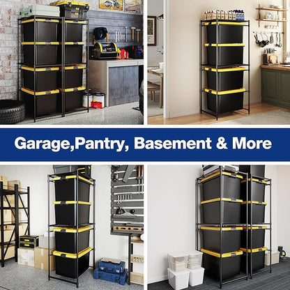 WORKPRO 2 Pack 5-Tier Tote Storage Rack, Heavy-Duty 27 Gallon Tote Storage Rack Holds 10 Totes, 1050 LBS Storage Bin Rack for Garage, Kitchen, or Basement, 30.5"x22.5"x69", Black