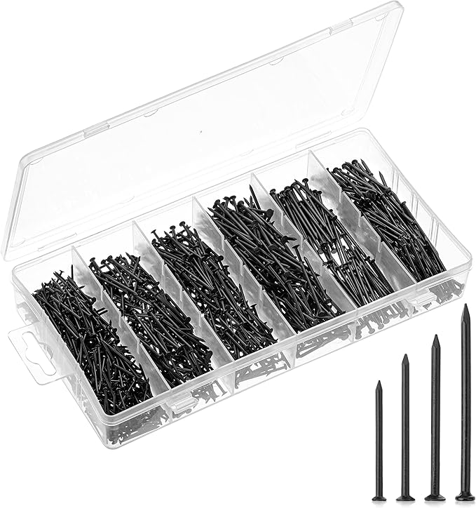 Mr. Pen- Nail Assortment Kit Bulk, 1200 Pcs, 4 Sizes, Black, Small Nails for Hanging Pictures, Finishing Nails, Wall Nails for Hanging, Pin Nails, Hardware Nails, Assorted Nails, Galvanized Nails