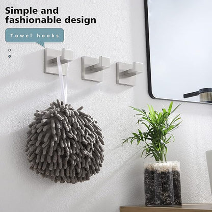 KOKOSIRI Bath Towel Hook Wall Mount Square Robe Hook Coat Hook Bathroom Kitchen Garage Heavy Duty SUS 304 Stainless Steel 3 Pack Brushed Nickel B1010BR-P3