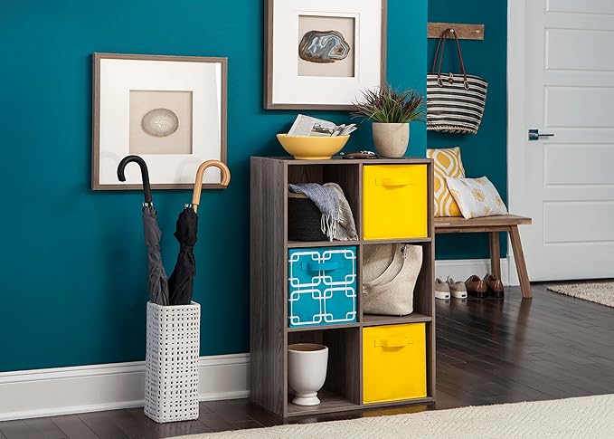 ClosetMaid Cubeicals 6 Cube Storage Shelf Organizer Bookshelf - Vertical & Horizontal Options, Easy Assembly - Natural Gray Wood Finish