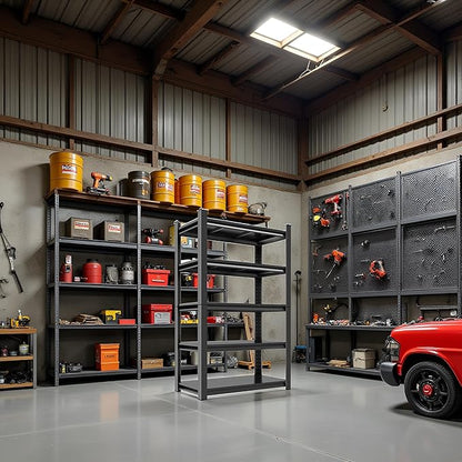 Metal Garage Shelving Unit, Heavy Duty 5-Tier Adjustable Storage Rack, Steel Shelving, 2000 lbs Capacity, Industrial Shelves for Heavy Tools and Equipment (5-Tier 71.2" H x39.4 W x 13.8" D)