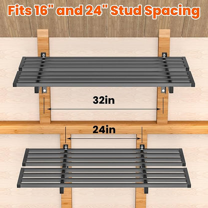 Ultrawall Heavy Duty Garage Wall Shelves, 2 x 4 ft Wall Mounted Storage Shelves, Holds Up to 800Lbs, 2Pack, Black