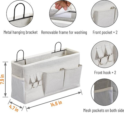 2pcs Large Wall Hanging Storage Bag, Door Closet Linen Fabric Pockets Organizer, Waterproof Multi Functional for Living Room Bedroom Bathroom Kitchen Office RV Camper with Hooks Grey