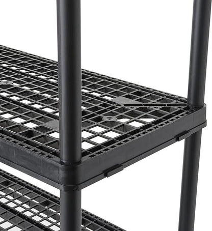 Gracious Living 72 Inch 5 Shelf Heavy Duty Light Weight Garage or Indoor Storage Unit Holds up to 150 Pounds with Easy Assembly (1 Pack), Black