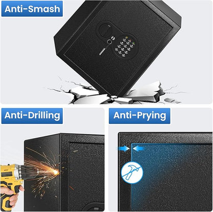 17.55'' Tall Fireproof Safe Box, 3.2 Cuft Home Safe with Keys & Pass Code & Wall Mount Kits, Money Safe with Smart Alert System, Removable Shelf, Mute Function and Fireproof Waterproof Bag