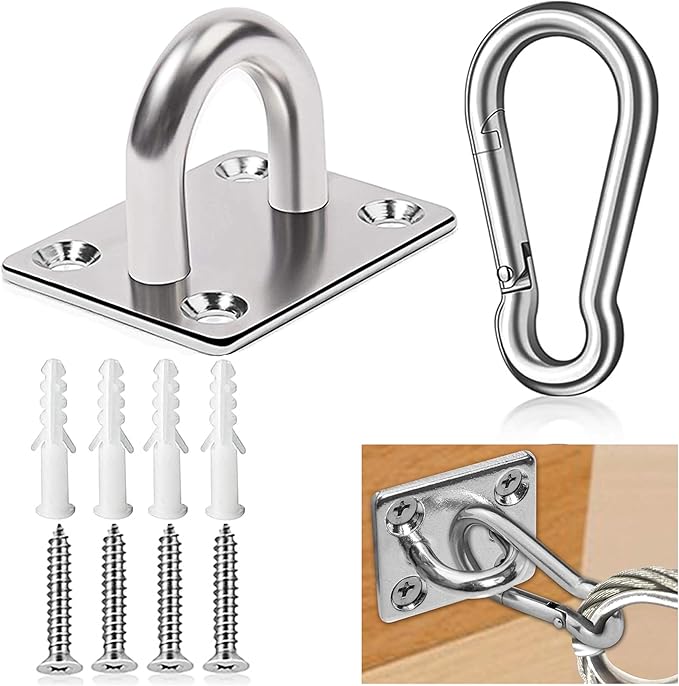 Dog Tie Out Mounted Wall Hook with Clip - Secure Dog Leash Parking Indoor&Outdoor, Stainless Steel Practical Lead Management for Small/Medium/Large Dogs Up to 500lbs (1pcs：Silver)