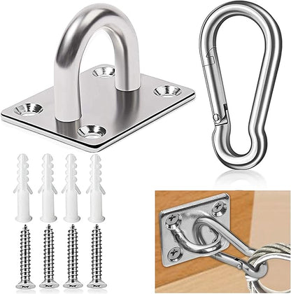 Dog Tie Out Mounted Wall Hook with Clip - Secure Dog Leash Parking Indoor&Outdoor, Stainless Steel Practical Lead Management for Small/Medium/Large Dogs Up to 500lbs (1pcs：Silver)
