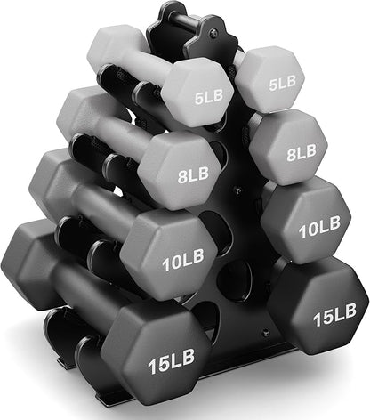 Dumbbell Rack Stand, (Dumbbells Not Included) with Protective Edge Rubber Covers for Home Gym, Compact A-Frame Design Weight Rack with Handle