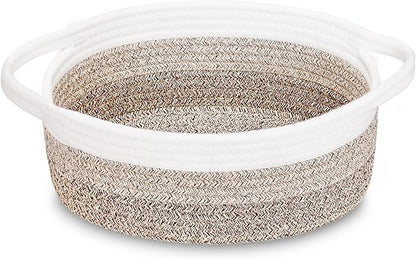 ABenkle Small Basket with Handles - Decorative Durable Rope Woven Storage Bin Shelf Storage Organizer Cube, Easter Baby Gift Basket, 12"x8"x5"