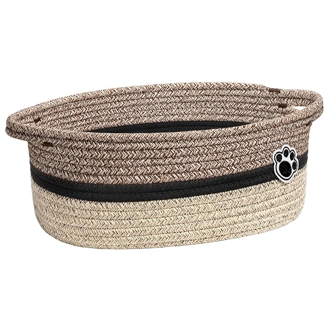 Dog Toy Basket Small Baskets for Gifts, Woven Baby Storage Basket for Towels, Toys, Storage Organizer Bins for Living Room, 12 x 8 x 5 inches