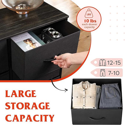 WLIVE Tall Dresser for Bedroom with 10 Drawers, Chest of Drawers, Dressers Bedroom Furniture, Black Dresser with Fabric Bins for Closet, Hallway, Living Room, Entryway