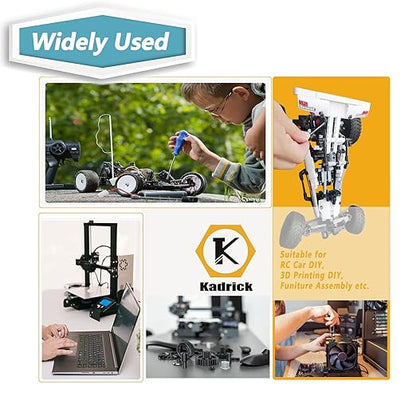 Kadrick Metric Screws Assortment,1400 Pcs M4 Screws Nuts Washers Assortment M4x6MM-40MM, Hex Socket Button & Cap Head M4 Machine Bolts Kit, 12.9 & 10.9 Grade Black Alloy Steel for 3D Printing