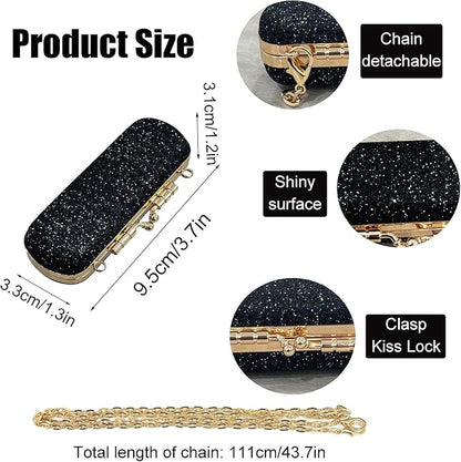 MIAO JIN Mini Crystal Lipstick Case Bling Rhinestone Cosmetic Storage bag with Metal chain Lipstick Storage Holder Makeup jewelry case（Black）