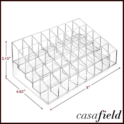 Casafield 40 Slot Acrylic Lipstick & Makeup Organizer - Cosmetic Display Case - Clear