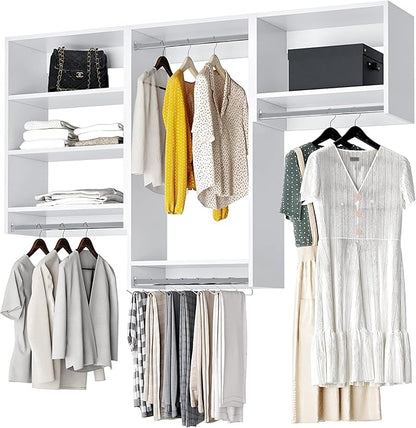 Closet Kit with Hanging Rods - Corner Closet System - Closet Shelves - Closet Organizers and Storage Shelves (White, 81 inches Wide) Closet Shelving