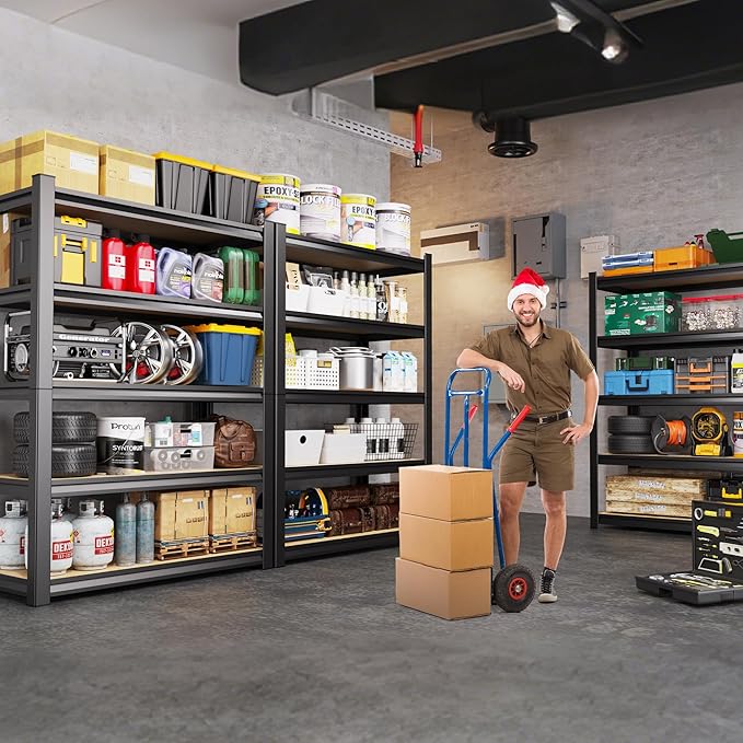 71"H-28"W-12"D Garage Shelving-5 Tier Garage Storage Shelves,Adjustable Heavy Duty Metal Shelving Unit and Storage Large Rack,Utility Steel Shelf For Warehouse Industrial Pantry Basement Organizers