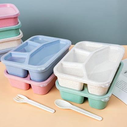 Lunchable Container - 4 Pack Bento Lunch Box, 4-Compartment Snackle Box Container for School Work Travel, Bento Box for Kids, Microwave Dishwasher Safe Bento Box Adult