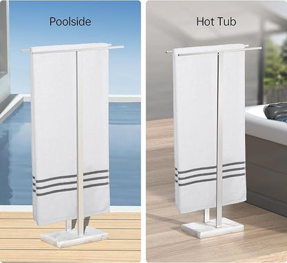 KES Standing Towel Rack Taller Version, 37" H (Equal Height) Bathroom Towel Rack Stand with Marble Base, Free Standing Towel Holder Stand, SUS304 Stainless Steel Brushed Finish, BTH229-2