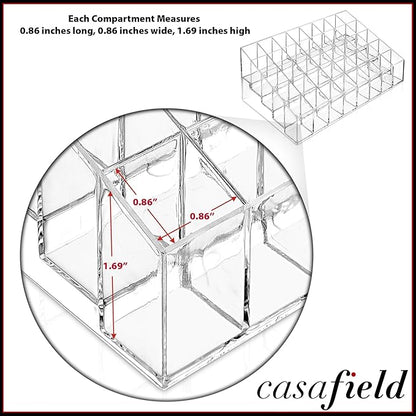 Casafield 40 Slot Acrylic Lipstick & Makeup Organizer - Cosmetic Display Case - Clear
