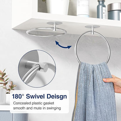 Nickel Brushed Bathroom Towel Ring - SUS304 Stainless Steel Bathroom Towel Rack, Susswiff Adhesive Wall Mounted Hand Towels Holder, Towel Hanger for Bathroom Organizer, Kitchen Storage