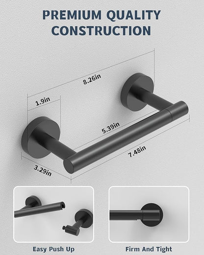 Matte Black Toilet Paper Holder SUS304 Stainless Steel Double Post Pivoting Toilet Paper Roll Holder Wall Mounted Toilet Tissue Holder for Commercial Bathroom RV