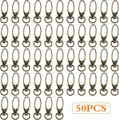 50pcs 38 mm 360 Degree Swivel Trigger Clips Metal Keyring Curved Oval Lobster Clasps Snap Hooks for Keychains Lanyard Handbag Purse Craft Projects Decoration, Antique Bronze