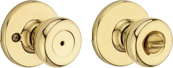 Kwikset 93001-923 Tylo Privacy Bed/Bath Knob in Polished Brass (Pack of 2)