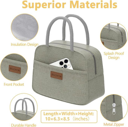 JBGOYON® Bento Lunch Box Set - 3 Stackable Containers for Adults and Kids- Includes Lunch Bag, Leak-Proof and BPA-Free - Built-in Utensil Set and Snack Bag - Dishwasher Safe (Khaki)