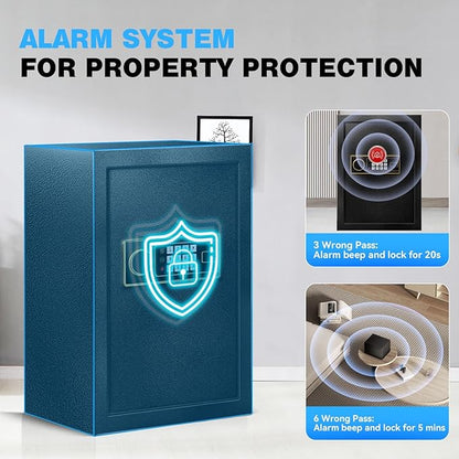 2.2 Cu Ft Safe Box for Home - Steel Lock Box for Office & Home Security, Digital Electronic Keypad, Alarm System & Removable Shelf, Safety Box for Documents Money Jewelry Gun Laptop